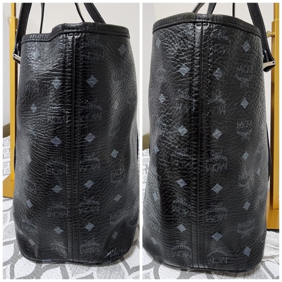 Authentic MCM Visestos Shopping Tote Bag Black/Grey - Picture 8 of 13